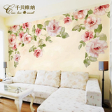 千贝田园花卉墙纸 卧室蔷薇玫瑰满铺无缝壁纸 温馨床头墙大型壁画