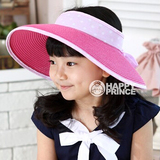 韩版儿童草帽宝宝帽子夏天可折叠亲子帽空顶帽女童太阳帽儿童帽子