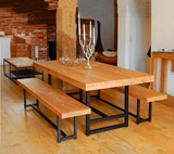 铁艺实木餐桌椅   复古客厅咖啡厅 酒吧桌椅长方形餐桌椅c89mbwY6