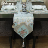 来茵欧式现代风格奢华欧式家纺雪尼尔拼波纹蕾丝系列桌旗可定制