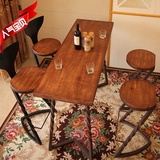 特价 定制美式做旧复古铁艺休闲餐桌椅全套 实木吧台桌椅定做全套