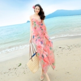 100%桑蚕丝真丝连衣裙修身性感海边度假沙滩裙露肩背挂脖粉色长裙
