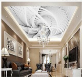 3D立体漩涡吊顶壁画客厅卧室大堂酒店简欧天花板背景墙纸壁纸
