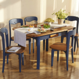 地中海实木可折叠伸缩餐桌椅组合美式乡村简约田园小户型饭桌子