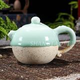 尚陶艺 新品 工夫茶具陶瓷青瓷茶壶 创意彩鲤粗陶流釉茶具泡茶器