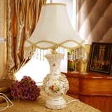 婚庆欧式陶瓷台灯经典卧室床头灯创意卧室灯布艺灯罩客厅灯具灯饰
