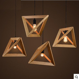 欧木质木头吊灯餐厅服装店咖啡馆个性创意装饰三角橡木复古吊灯