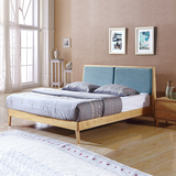 北欧实木床白蜡木床1.5米婚床 小户型简约日式原木色双人床1.8米