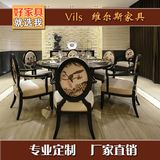 特价新中式餐桌椅组合样板房间家具定制别墅餐厅简约现代圆桌椅