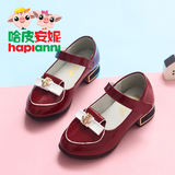 哈皮安妮新款女童皮鞋秋季英伦儿童高跟公主鞋韩版甜美小学生童鞋
