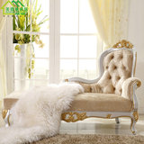 欧式新古典贵妃椅卧室沙发单人真皮实木雕花美人榻美式懒人躺椅