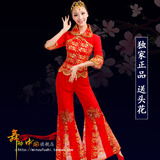 2016新款古典舞演出服女红色喜庆秧歌服扇子舞服装民族舞蹈俏媳妇