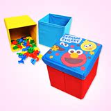 外销贸儿童卡通方形PU收纳凳玩具收纳箱折叠整理盒储物椅可坐凳子