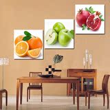 石榴苹果水果装饰画餐厅现代简约无框画时尚三联挂画背景墙壁画