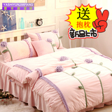保暖韩版公主天鹅绒四件套韩式床上用品床品床罩式纯色珊瑚绒被套