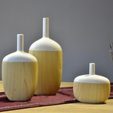 陶瓷花瓶 现代家居软装饰品 客厅摆件 北欧仿木花瓶松果花瓶创意