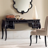欧式 新古典 梳妆台 黑色烤漆 化妆桌 实木雕花 首饰桌 收纳桌