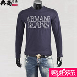 专柜正品 Armani Jeans 阿玛尼AJ 男士百搭圆领修身长袖印花T恤