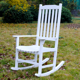 原装出口实木杨木欧式白色组装摇椅家居椅休闲椅阳台躺椅摇摇椅