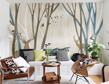大型定制壁画北欧风格墙纸壁纸客厅卧室电视背景壁纸麋鹿树林