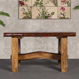 印记榆实木家具老榆木餐桌定制憨实复古原木桌子原生态6人桌特价