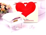 实木钢琴音乐盒八音盒DIY刻字祝福语生日礼物升级板白色配方凳