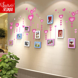 10框粉色创意实木卧室墙面家居装饰品时尚心形照片墙相框墙贴组合