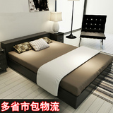宜家现代简约板式储物床1.5米榻榻米床1.8米双人床日韩式收纳床架