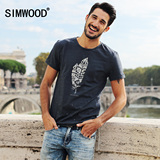 Simwood2016春季新品欧美休闲男士修身短袖t恤潮流复古圆领短t恤