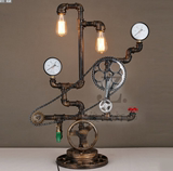 loft工业风复古水管台灯创意个性咖啡厅装饰齿轮台灯