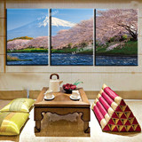 日本樱花富士山装饰画日式风格壁画客厅卧室挂画料理酒店会所版画