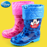 迪士尼儿童雨鞋雨靴秋冬款宝宝加绒防滑保暖水鞋男童女童小孩胶鞋