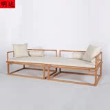 新中式明清古典实木免漆禅意设计定制家具老榆木打坐沙发大罗汉床