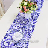 2016民族风情原创青花瓷桌旗中式蓝色餐桌现代简约复古茶几桌布
