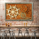 法慕小城美式立体装饰画地中海船锚实木挂件复古酒吧家居墙面壁饰