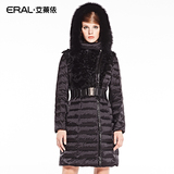 艾莱依2016新款简约裙摆式大衣女式修身中长款羽绒服  ERAL6025C
