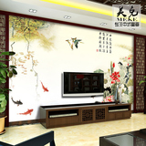 中式电视背景墙壁纸花鸟山水墨荷花壁画客厅卧室床头大型无缝墙纸