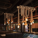 吊灯麻绳吊灯美式复古创意竹筒个性艺术吊灯餐厅酒吧台咖啡厅装饰