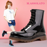 M+新款韩版雨鞋女套鞋时尚短筒春夏实色防滑水鞋马丁雨靴透明雨鞋