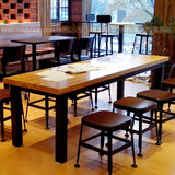 【豪典华庭】美式星巴克吧台桌椅复古实木酒吧桌椅窗台咖啡长桌椅