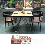 简约loft铁艺实木桌子茶几咖啡桌方形茶几奶茶店甜品店实木桌椅