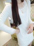 韩版女装秋冬新款宽松加厚加绒中长款打底衫女长袖女t恤蕾丝衫潮