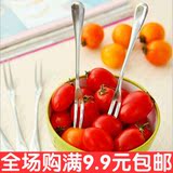 创意不锈钢水果叉/水果签 韩国时尚创意二齿叉 西餐具水果小叉子