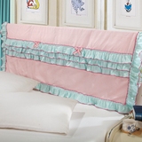 韩式全棉公主风蝴蝶结床头罩 简约纯色系拼接花边床头靠背罩