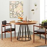 北欧餐桌椅组合现代简约实木小户型圆餐桌餐椅复古铁艺咖啡厅桌椅
