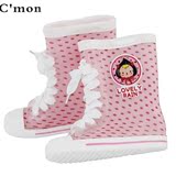 Cmon 超软防滑儿童雨鞋 波点可爱卡通雨靴 幼儿园男女小朋友 特价