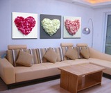 时尚心形壁画现代简约客厅装饰画沙发背景墙无框画三联包邮