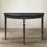 1820欧式乡村古典 比利时复古磨边半圆桌/玄关桌/组合实木餐桌