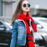 艾赛莱尔冬季韩版加厚加绒牛仔外套女短款长袖修身保暖棉衣夹克潮