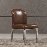 时尚加厚耐用不锈钢餐椅咖啡洽谈桌椅休闲真皮椅子软皮凳子FC012